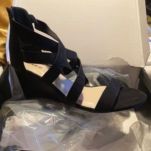 Black Wedge Heel Strappy Sandals